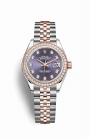 Copie Montre Rolex Datejust 28 Everose Roles ou Oystersteel 18 ct Everose or RBR Aubergine set diamants Cadran m279381rbr-0015