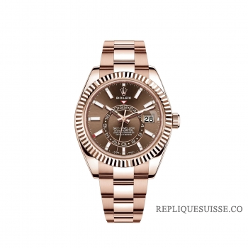 Rolex Sky-Dweller 18 ct Everose cadran chocolat bracelet Oyster