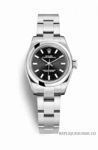 Copie Montre Rolex Oyster Perpetual 26 Oystersteel Cadran noir m176200-0017