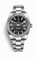 Copie Montre Rolex Sky-Dweller Blanc Reseur Oystersteel Or blanc 18 ct Cadran Noir m326934-0005