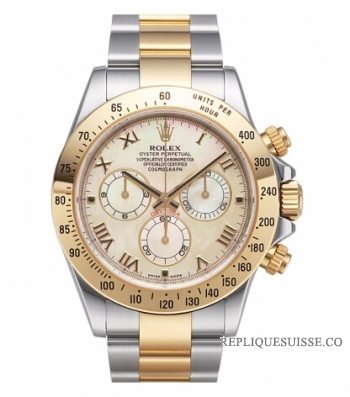 Réplique Rolex Daytona en acier et or jaune cadran MOP 116523 YM