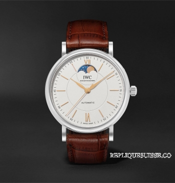 Réplique IWC Portofino automatique cadran argente phase de lune IW459401