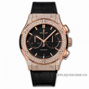 Copie Montre Hublot Chronographe King Gold Pave 45mm Classic Fusion Montre 521.OX.1181.LR.1704