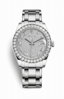 Copie Montre Rolex Pearlmaster 39 Or blanc 18 carats Cadran pave de diamants m86289-0005
