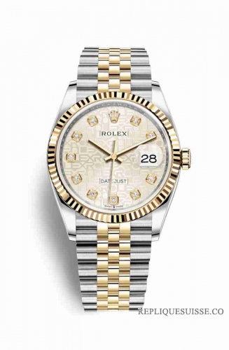 Copie Montre Rolex Datejust 36 Jaune Rolesor Oystersteel or jaune 18 carats 126233 Argent Jubile design diamants ensemble Cadran m126233-0027