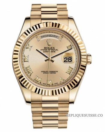 Réplique Rolex Day Date II President jaune or Chamapgne cadran 218238 CHR 218238 CHRP