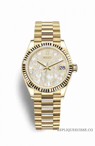 Copie Montre Rolex Datejust 31 Or jaune 18 carats 278278 Nacre pavee Pavillon m278278-0022