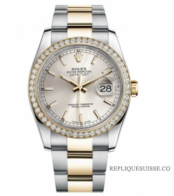 Réplique Rolex Datejust en acier et or jaune d\'or cadran argent 116243 SIO