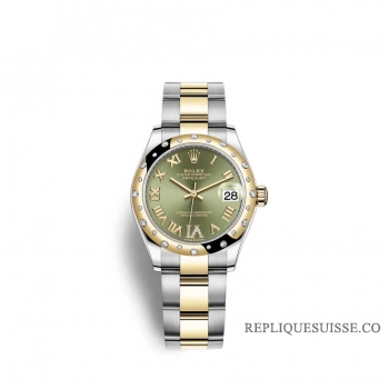 Rolex Datejust 31 Oystersteel or jaune 18 ct M278343RBR-0015 Vert olive sertie de diamants Cadran