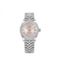 Rolex Datejust 31 Blanc Rolesor cadran rose serti de diamants Jubilee
