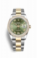 Copie Montre Rolex Datejust 36 Jaune Rolesor Oystersteel or jaune 18 ct 126283RBR Vert olive ensemble diamants Cadran m126283rbr-0012