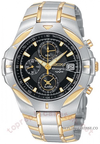 Seiko Alarm Chronographe Two-Tone acier Hommes SNAA02 Montre Réplique