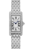 Cartier Tank Americaine Cadran Argente Or Blanc Bracelet montre Réplique Femme WB710009