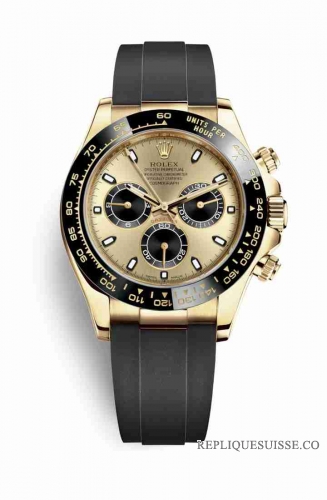 Copie Montre Rolex Cosmograph Daytona 18 ct or jaune 116518LN Champagne-couleur noir Cadran m116518ln-0040