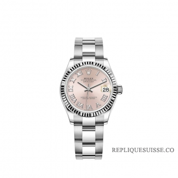 Rolex Datejust 31 Rolesor blanc cadran rose bracelet Oyster