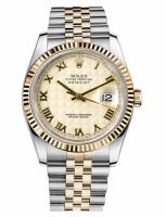 Réplique Rolex Datejust 36mm acier et Jaune or Ivory Pyramid Dial 116233 IPRJ