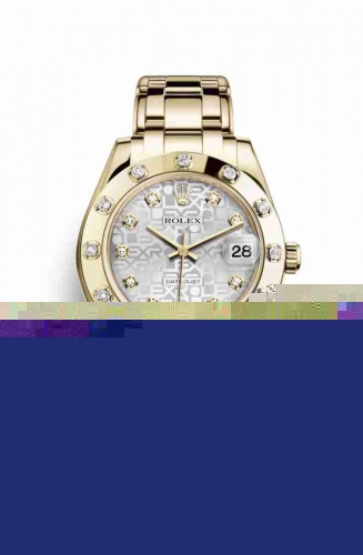 Copie Montre Rolex Pearlmaster 34 Or jaune 18 carats Argent Jubile Design Set Diamants Cadran m81318-0003