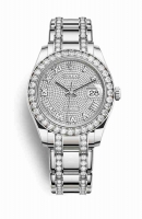 Copie Montre Rolex Pearlmaster 39 Or blanc 18 carats Cadran pave de diamants m86289-0006