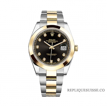 Réplique Rolex Datejust Diamante noir Dial 126303 acier/Or jaune 18K Oyster Montre