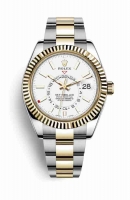 Copie Montre Rolex Sky-Dweller Jaune Rolesor Oystersteel Or jaune 18 ct Cadran Blanc m326933-0009