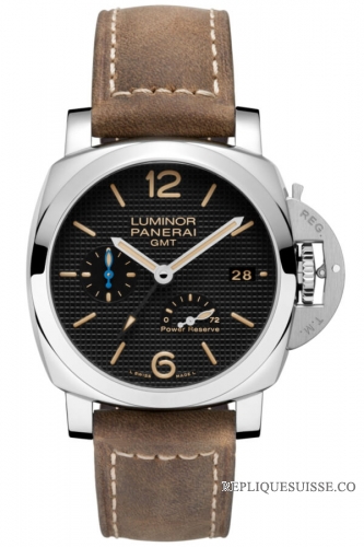 Copie Montre Panerai Luminor 1950 3 Jours GMT Reserve de Marche Automatique Acciaio 44mm PAM01537