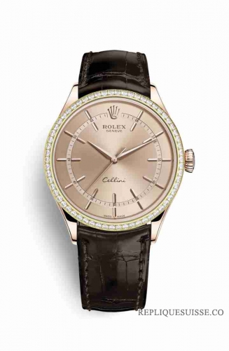 Copie Montre Rolex Cellini Time 18 ct Everose or 50705RBR cadran rose m50705rbr-0015