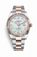 Copie Montre Rolex Datejust 41 Everose Roles ou Oystersteel 18 ct Everose or 126331 Blanc nacre sertie de diamants Cadran m126331-0013