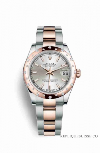 Copie Montre Rolex Datejust 31 Everose Roles ou Oystersteel 18 carats Everose or 178341 Cadran argent m178341-0058