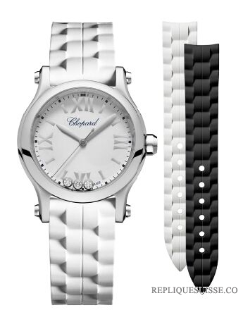 Copie Montre Chopard Happy Sport 30 MM Quartz Acier Inoxydable et Diamants 278590-3001