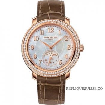 Patek Philippe Complications Nacre Cadran Taupe Cuir Dames 4968R-001 Montres Copie