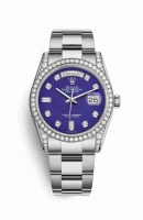 Copie Montre Rolex Day-Date 36 Or blanc 18 ct ensemble de diamants 118389 Lapis Lazuli ensemble Or blanc m118389-0086