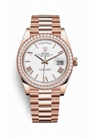 Copie Montre Rolex Day-Date 40 Or Everose 18 ct 228345RBR Cadran Blanc m228345rbr-0012