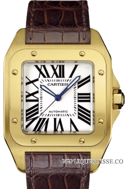 Cartier Santos 100 Yellow Or Automatique W20071Y1 Montre Réplique