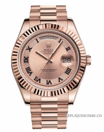 Réplique Rolex Day Date II President Pink or Champagne concentric cadran 218235 CHCRP
