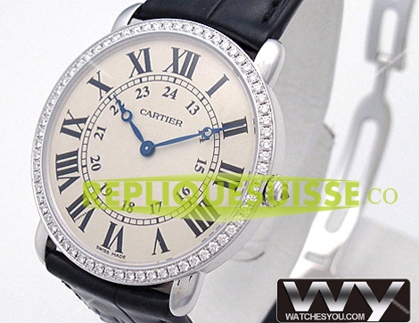 Cartier Ronde Louis Or Diamants Hommes WR000551 Montre Réplique - Cliquez sur l'image pour la fermer