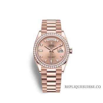 Rolex Day-Date 36 Everose or 18 ct M128345RBR-0009 Rose sertie de diamants Cadran