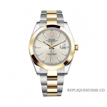 Réplique Rolex Datejust 126303 41mm plata Dial acier et 18K Or jaune Oyster Montre