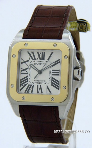 Cartier Santos 100 Yellow Or Hommes W20072X7 Montre Réplique