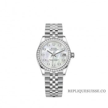 Rolex Datejust 31 Rolesor blanc cadran nacre blanche bracelet Jubilee