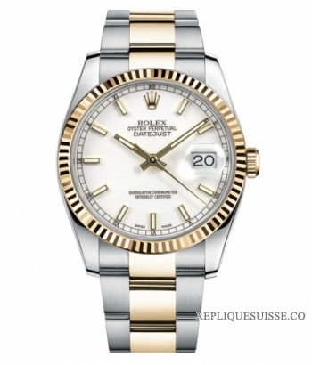 Réplique Rolex Datejust 36mm Stainless acier et 18K Jaune or blanc Dial 116233 WSO