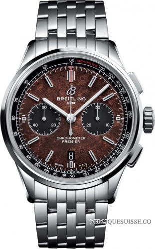 Breitling Premier B01 Chronographe 42 Bentley Centenary Acier inoxydable / Bois / Veau / Bracelet