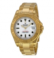 Réplique Rolex Yacht Master cadran blanc 18K Bracelet en or jaune 168628