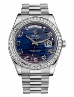 Réplique Rolex Day Date II President Blanc or and Diamonds bleu wave cadr 218349 BLWAP