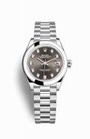 Copie Montre Rolex Datejust 28 Platinum Set de diamants gris fonce Cadran m279166-0011