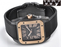 Cartier Santos 100 noir acier Rose Or W2020009 Montre Réplique