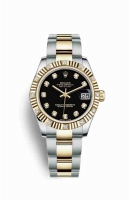 Copie Montre Rolex Datejust 31 Jaune Rolesor Oystersteel or jaune 18 ct 178313 Noir ensemble diamants Cadran m178313-0043