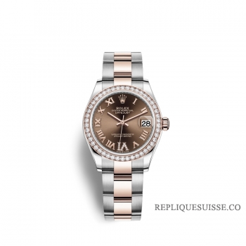 Rolex Datejust 31 Oystersteel Or Everose 18 ct M278381RBR-0005 Chocolat serti de diamants Cadran