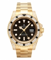 Réplique Rolex GMT Master II en or jaune Cadran Noir 116758 SA