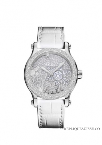 Copie Montre Chopard Joyeux Flocons de Neige Or Blanc 18K et Diamants Edition Limitee 274891-1014