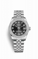 Copie Montre Rolex Datejust 31 Blanc Role ou Oystersteel Or blanc 18 carats 178384 Cadran Noir m178384-0033